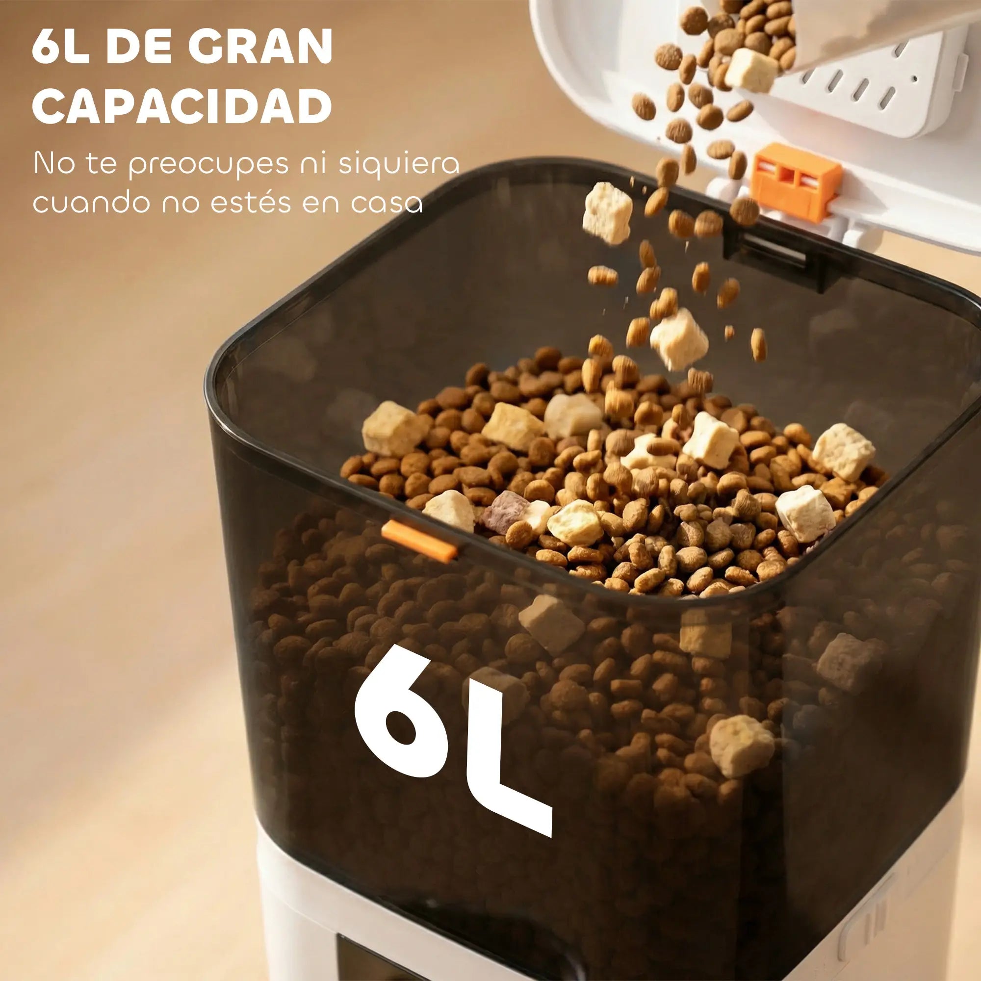 Comedero Automático Inteligente WiFi 6L para Perros y Gatos | Control desde el Móvil, Doble Cuenco y Alimentación Programable