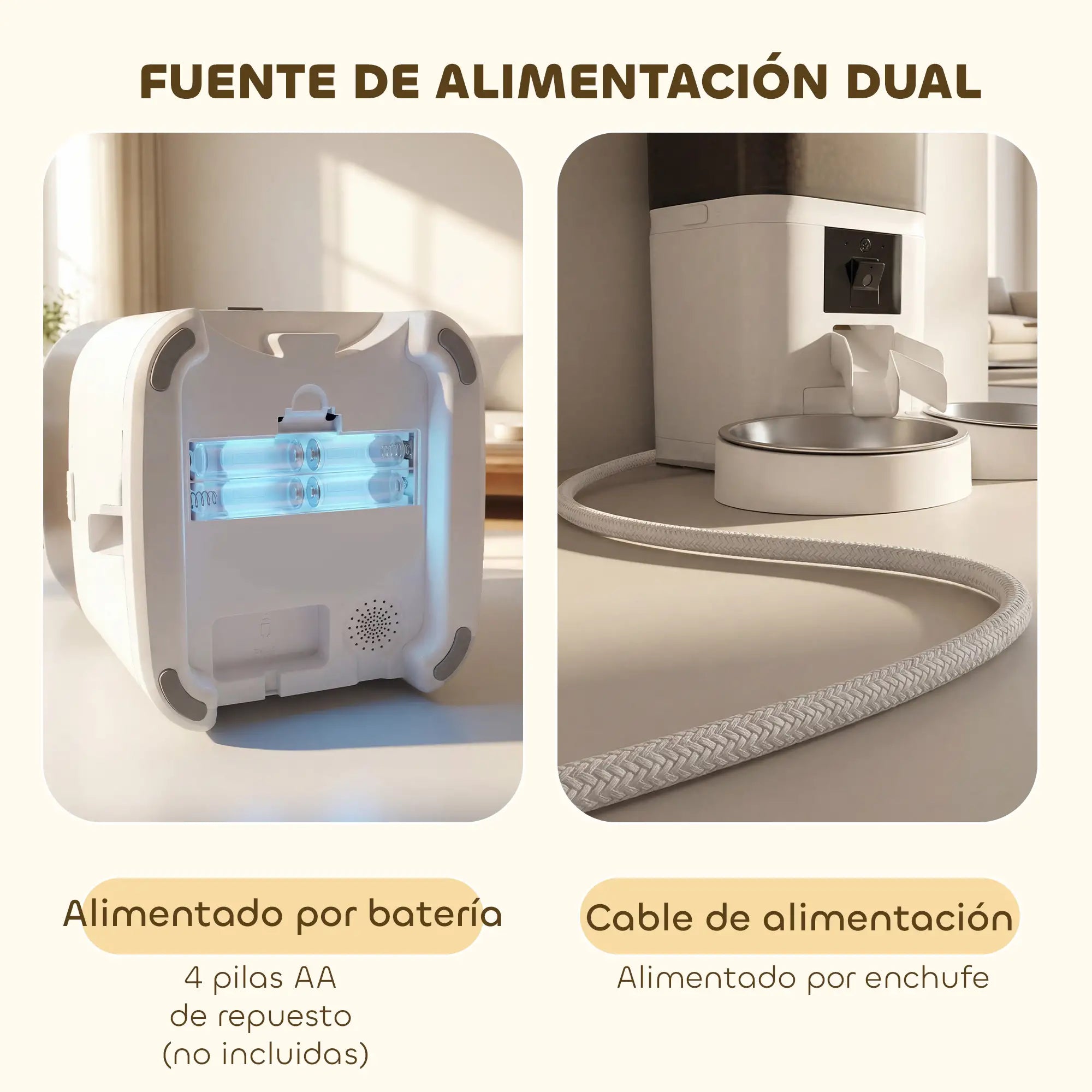Comedero Automático Inteligente WiFi 6L para Perros y Gatos | Control desde el Móvil, Doble Cuenco y Alimentación Programable